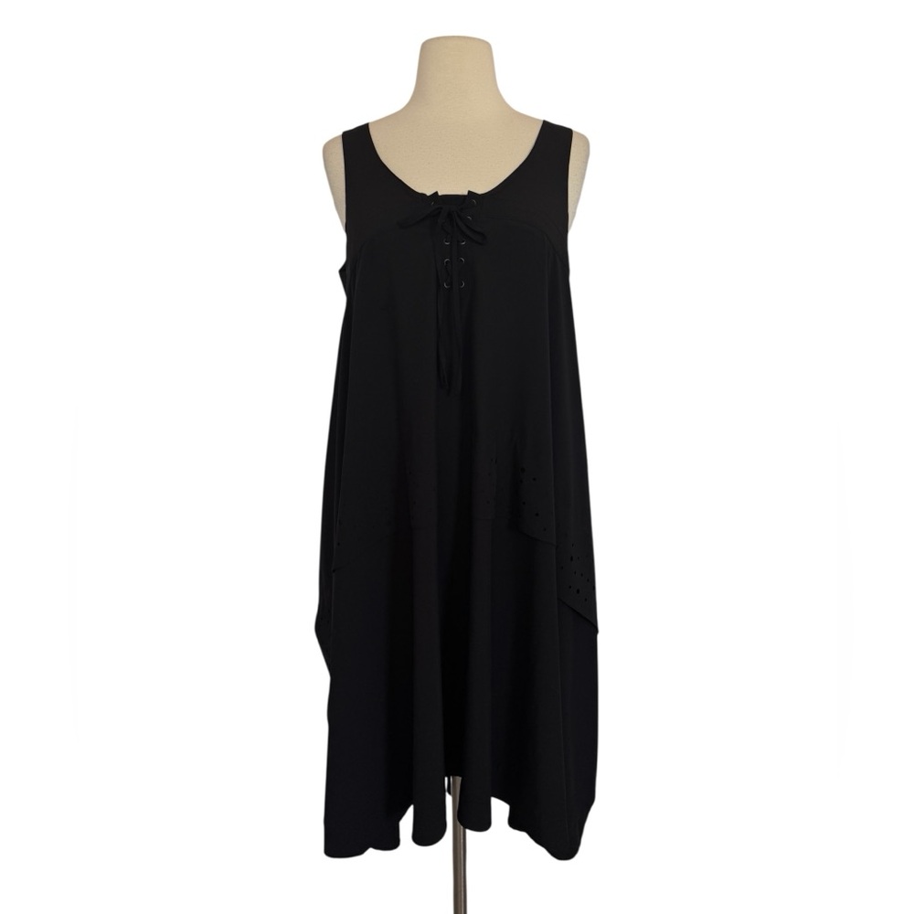 LAUREN VIDAL Made In Italy S Black Draped Asymmetric Dress Art To Wear Leganlook